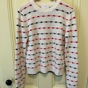 La Ligne Wool Jacquard Strip Red Blue Sweater
